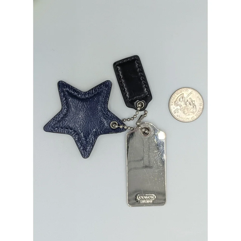 Coach Charm Hangtag Mix Navy Star Leather & Silver Logo Hangtags Bag Accessories